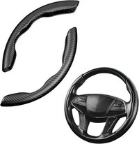 Car Steering Wheel Cover - Carbon Fiber Material, Universal Size 14/15/16 Inches, Black Color | Textured Surface, Comfortable Grip, Sporty Design