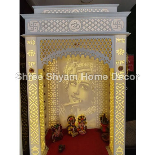 White Shree Krishna 3d Corian Mandir