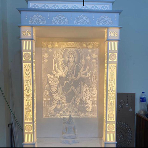 White 3D Corian Mandir