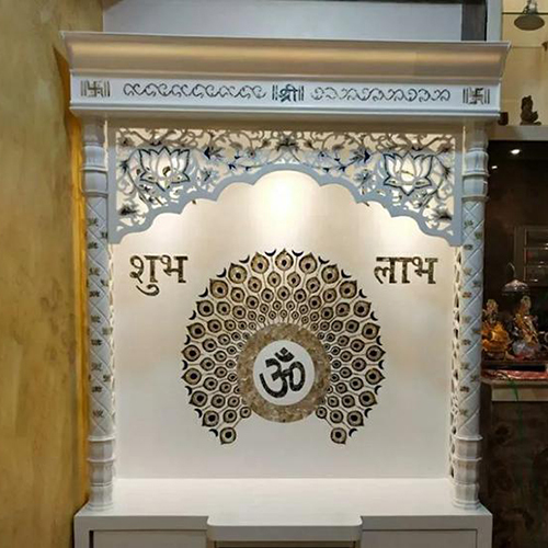 White 3D Corian Mandir