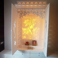 White 3D Corian Mandir