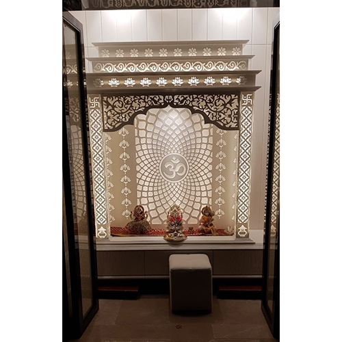 White Corian Pooja Mandir