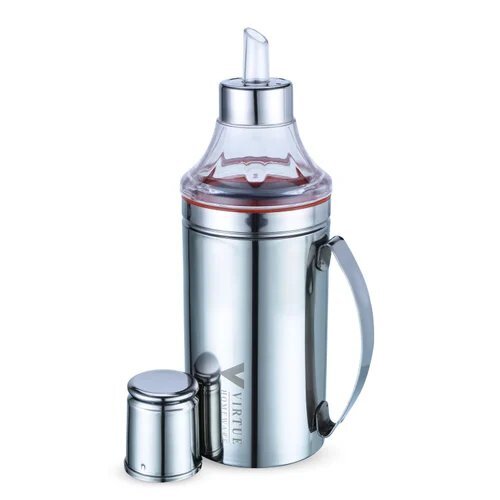 VH-Oil Can with Handle-1000 - Stainless Steel, 1000ml, Silver | Durable Metal Construction with PVC Handle for Easy Pouring