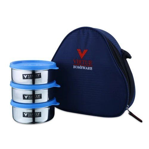All Steel Virtue Homeware Blue Stainless Steel Container Set