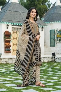 Women's Cotton Paisley Regular Kurta and Trouser with Duptta