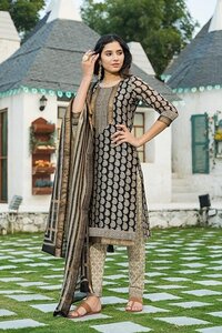 Women's Cotton Paisley Regular Kurta and Trouser with Duptta