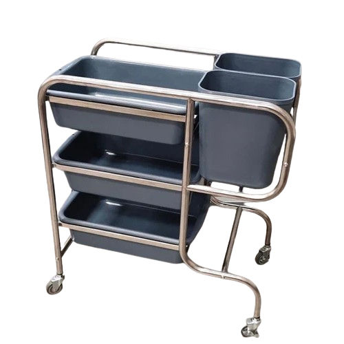 Ss Trolley With Tray And Dustbin Application: Industrial