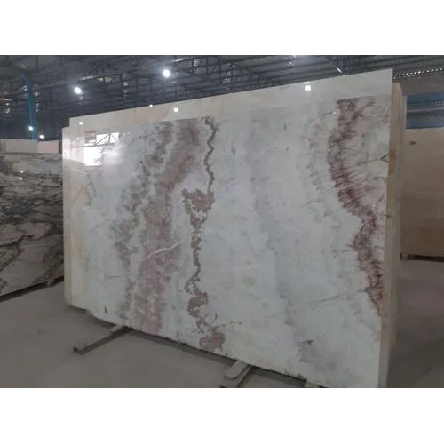 White Brown Glossy Marble Slabs Size: Different Size