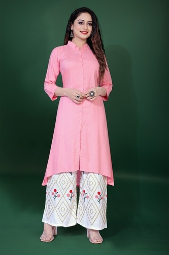 Elegant Rayon Embroidery Kurti Palazzo
