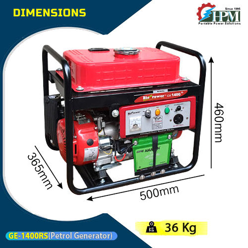 Petrol Generator 1.2 KVA Model GE1400RS Recoil and Self Start