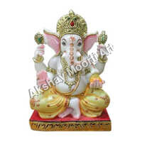 Multicolor Polished Marble Ganesha Statue