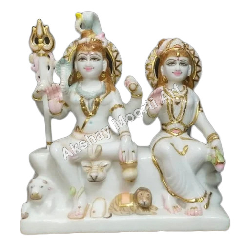 White 15 Inch Marble Gori Shankar Statue