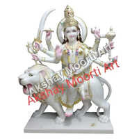 Multicolor 12 Inch Marble Maa Durga Statue
