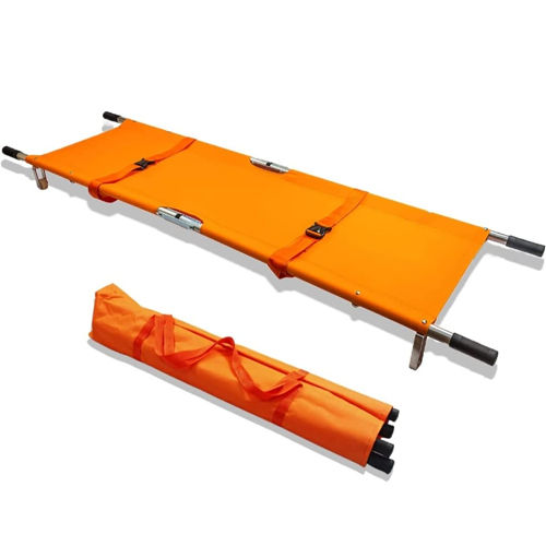 Silver Double Fold With Wheel Portable Stretcher