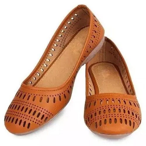 Ladies Stylish Punching Belly - High-Quality Leather, Sizes IND-4 to IND-10, Rich Brown Color, No Fade Feature | Versatile All-Season Design with Warranty