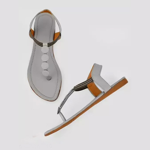 Ladies Grey Sandal - High-Quality Patent Leather, IND-4 to IND-9 Sizes, Elegant Slip-On Style for All Seasons