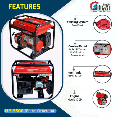 Petrol Generator 3 KVA Model HP 3500 Recoil Start