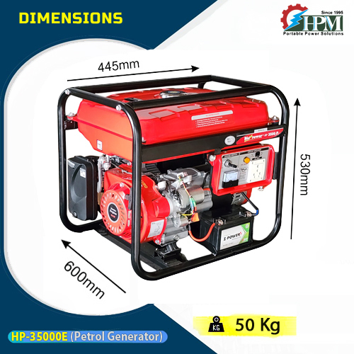 3 KVA Petrol Portable Generator Model HP 3500E Recoil and Self Start