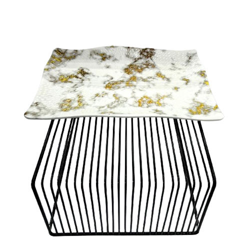 White And Black Metal Square Table