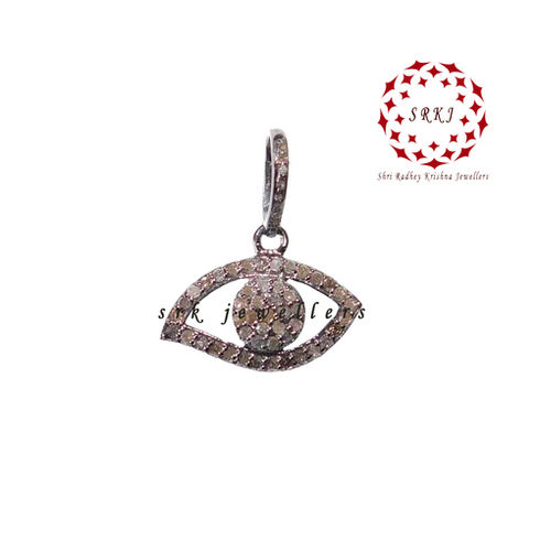 925 Starling Silver Handmade Small Evil Eye Fancy Pave Diamond Pendant