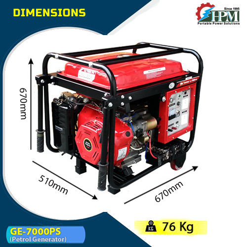 Petrol Generator 5.5 KVA   Model GE-7000PS Recoil and Self Start