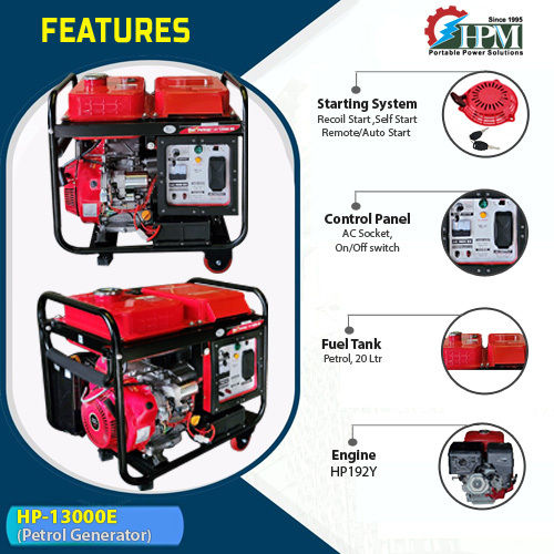 Petrol Run 10KVA Generator Model HP-13000E  Recoil Self Start and Remote Start