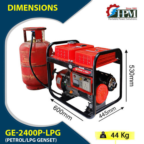 Petrol and LPG RUN 2.1 KVA LPG Generator Model GE-2400P-LPG Recoil Start