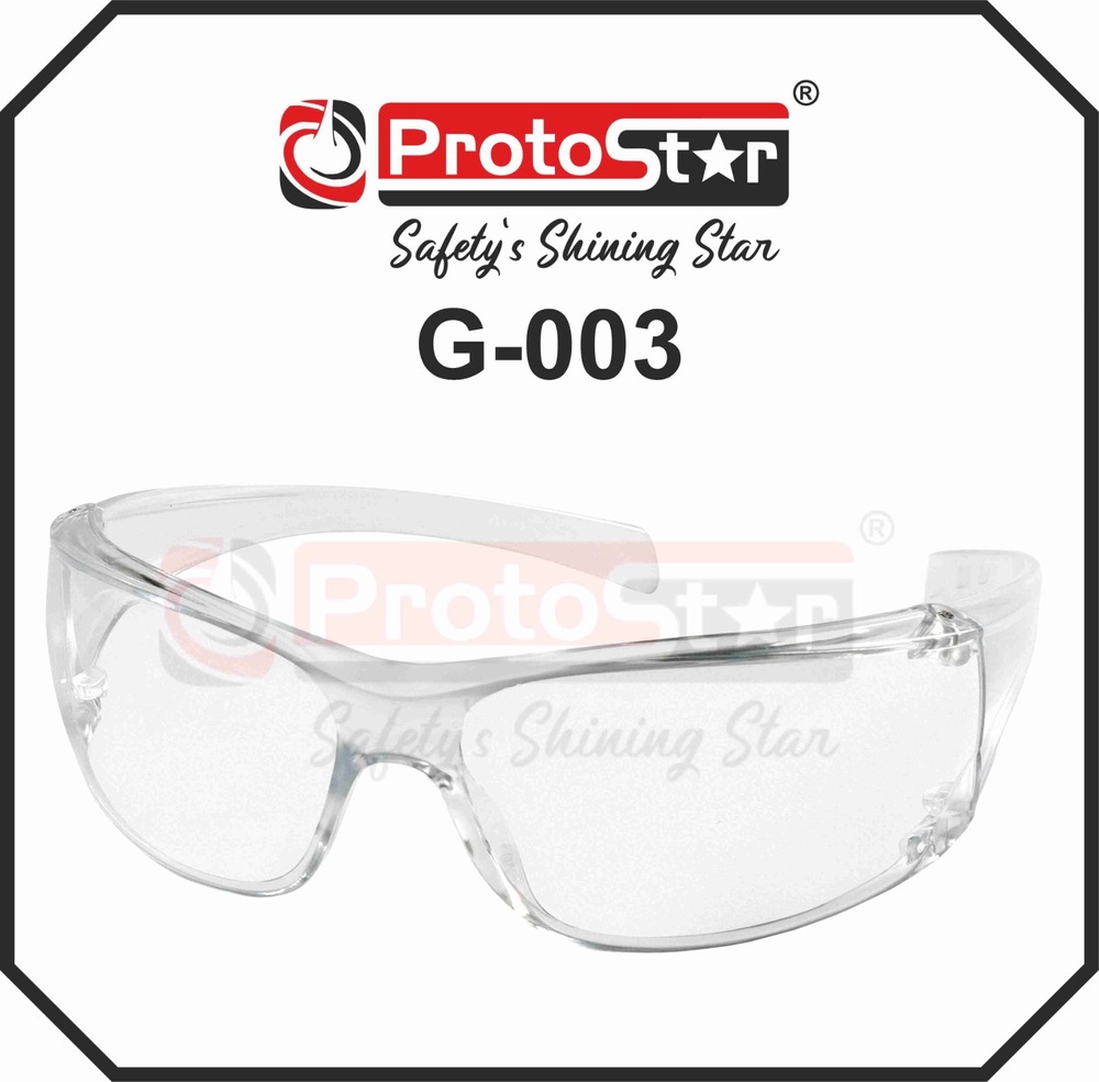 Protostar G-003 Industrial Safety Goggles - Polycarbonate, Standard Size, Clear/Smoke Color | UV Protection, Anti-Scratch, Impact-Resistant, Lightweight, Non-Disposable, Waterproof