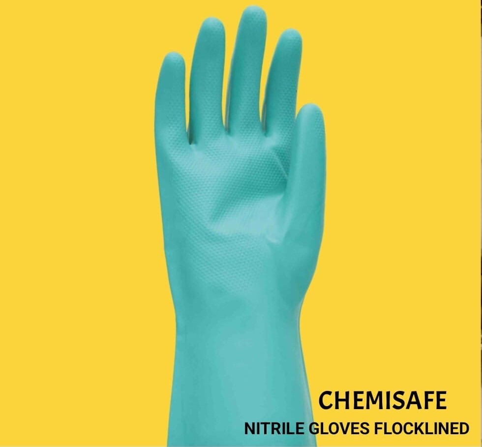 Chemisafe Nitrile Gloves Flocklined Safety Gloves