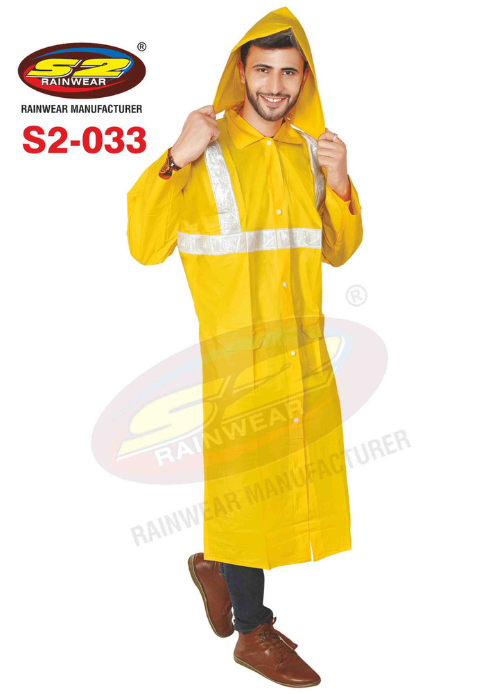 S2-033 PVC Yellow Rain Coat with Reflective Tape