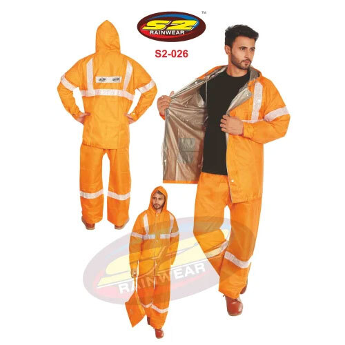 S2026 Reversible Rain Suit Fluorescent with Reflective Tape