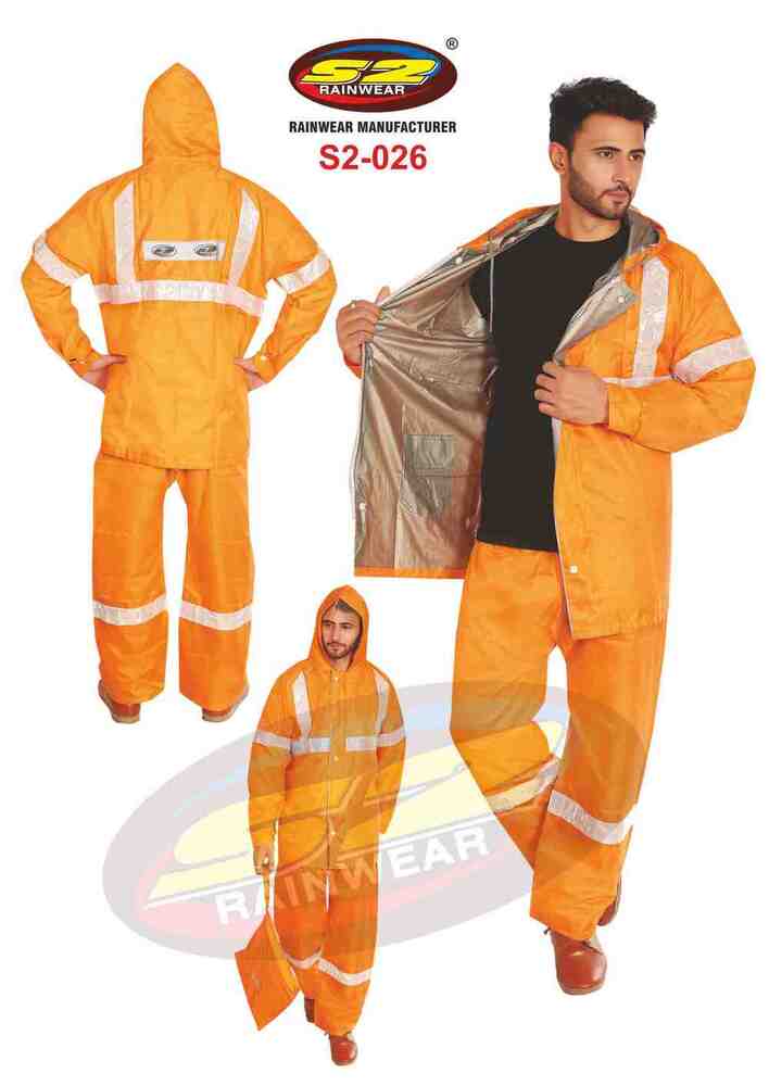 S2026 Reversible Rain Suit Fluorescent with Reflective Tape