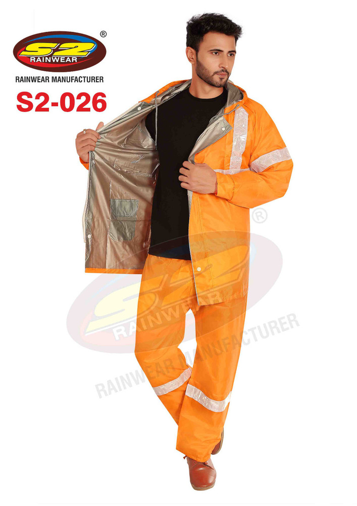 S2-026 Reversible Rain Suit Fluorescent with Reflective Tape