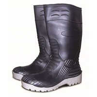 Duckback Gumboots - High-quality Rubber, Uk Sizes 7-9, Black Color | Waterproof Protection, Unisex Design, Anti-slip Outsole, Knee-length