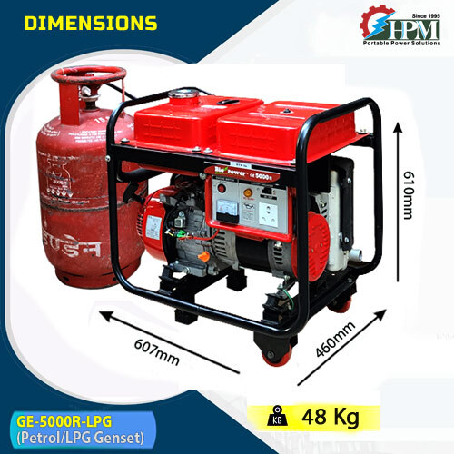 Petrol and LPG RUN 5 KVA LPG Generator Model GE-5000R-LPG Recoil Start