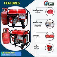 Petrol and LPG RUN 5 KVA LPG Generator Model GE-5000R-LPG Recoil Start