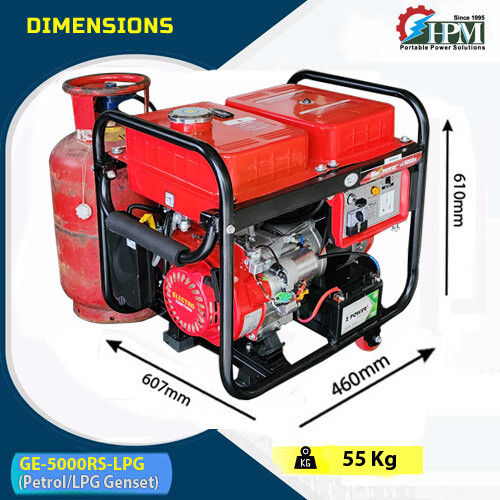 5 KVA LPG Generator Petrol and LPG RUN Model GE-5000RS-LPG  Recoil and Self Start