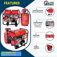 5 KVA LPG Generator Petrol and LPG RUN Model GE-5000RS-LPG  Recoil and Self Start