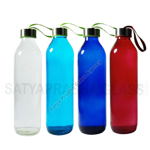 Glass Water Bottle - 800ml | Multicolor Round Design, Ideal for Daily Hydration