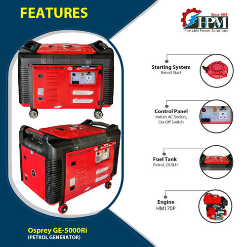 5 KVA Petrol Generator Model Osprey GE-5000Ri Recoil Start