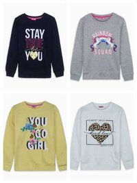 R And B Girls Yellow Fleece Pullover Sweatshirt - Cotton, Age 8-9 To 13-14 Years, Multi Color, Full Sleeves | Anti Uv, Anti Wrinkle, Breathable, Quick Dry, Washable, Non Toxic, Cool Dry, Plus Size, No Fade