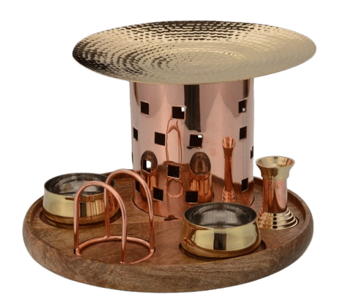 Copper round snack warmer