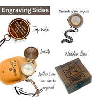 2 inches diameter brass Compass  Engraving Sides