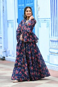 Indigo Floral Print Lehenga Set