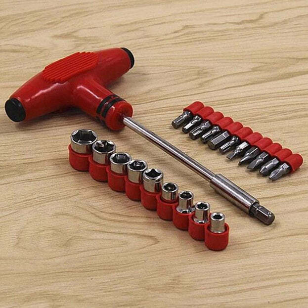 T SHAPE SCREWDRIVER SET BATCH HEAD RATCHET PAWL SOCKET SPANNER HAND TOOLS