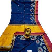 Pure Handloom Cotton Silk Jamdani Saree With Blouse - Pure Silk Material, Various Color Options, Hand-embroidered Intricate Designs, Printed Pattern For Parties