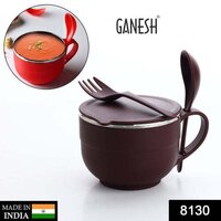 Noodles And Soup Bowl With Spoon And Fork Handle Spoon Holder Stainless Steel Bowl And Spoon Set