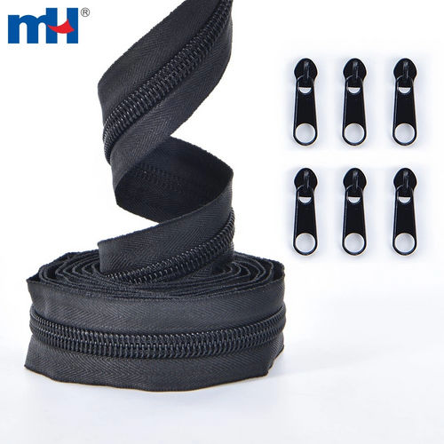 No. 10 Nylon Coil Chain Zipper Extra Heavy Weight Color Black Zipper Roll Clothing Long Chain Zipper