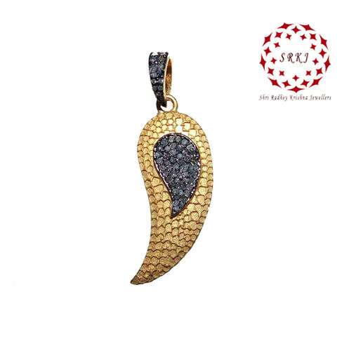 925 Starling silver Handmade Yellow And Black Fancy Pave Diamond Pendant