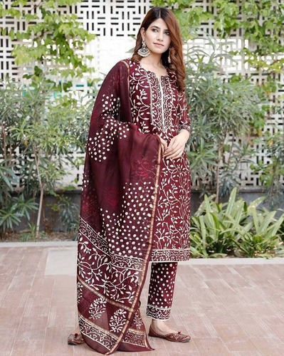 Floral Print Straight Kurta Set with Dupatta